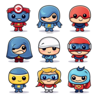 Cartoon Superhero Characters Cute and Colorful Heroes Uniting for Fun and Adventure png