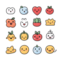 Cute Cartoon Icons A Fun and Colorful Collection of Whimsical Clip Art png