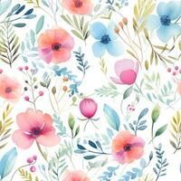 Soft and charming watercolor pastel flower pattern, ideal for your creative projects photo