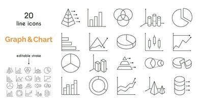 Set of Graph Related Vector Line Icons. Pie Chart, Graphic, Statistics, Column Chart and more.