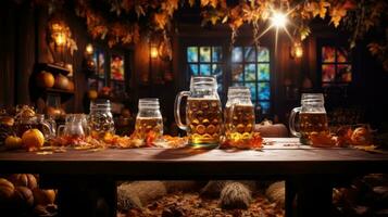 Octoberfest celebration in pub photo