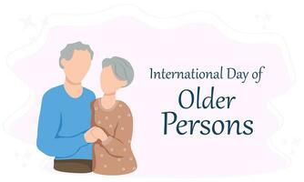 International Day of Older Persons . Old couple.  Happy pensioners together. Design for banner, greeting cards or print vector