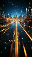 Data sparkle trail Vector environment showcasing glittering dust and speed lines Vertical Mobile Wallpaper AI Generated photo