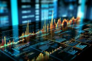 cuantitativo información financiero datos intrincadamente mapas económico ocupaciones y financiero salud. ai generado foto