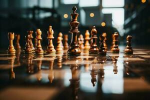 Chess, a metaphor for a businessmans game plan, strategy, and tactical prowess AI Generated photo