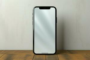 Realistic blank screen phone mockup, showcasing sleek smartphone design AI Generated photo