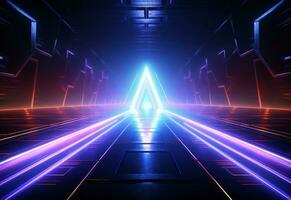 Ai Generative Neon illuminated futuristic backdrop realistic image, ultra hd, high design very detailed photo