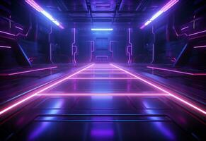 Ai Generative Neon illuminated futuristic backdrop realistic image, ultra hd, high design very detailed photo