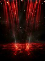 Ai generative Backdrop With Illumination Of Red Spotlights For Flyers realistic image ultra hd high design photo