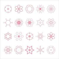 pink flower icon set on white background vector