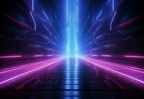 Ai Generative Neon illuminated futuristic backdrop realistic image, ultra hd, high design very detailed photo