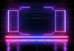 Ai Generative Neon illuminated futuristic backdrop realistic image, ultra hd, high design very detailed photo