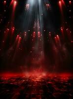 Ai generative Backdrop With Illumination Of Red Spotlights For Flyers realistic image ultra hd high design photo