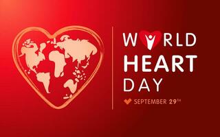 World Heart day with earth in heart. Globe in heart shape vector Illustration