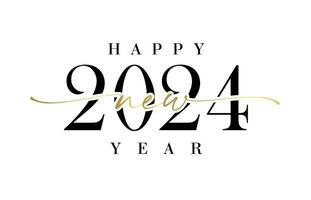 2024 New Year logo with calligraphic elements. Happy new year 2024 vector logo design