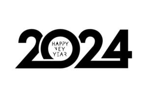 2024 logo text design. Black number 2024 on white background. Design template typography greeting card, celebration banner or poster for Happy New Year. Vector Illustration