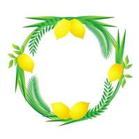 Happy Sukkot round palm wreath frame Vector design Decorative element