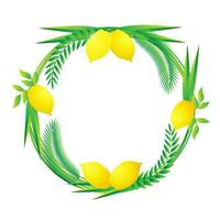 Happy Sukkot round palm wreath frame Vector design Decorative element