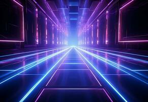 Ai Generative Neon illuminated futuristic backdrop realistic image, ultra hd, high design very detailed photo