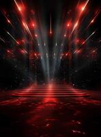 Ai generative Backdrop With Illumination Of Red Spotlights For Flyers realistic image ultra hd high design photo