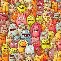 doodle cute monster background design photo