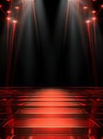 Ai generative Backdrop With Illumination Of Red Spotlights For Flyers realistic image ultra hd high design photo