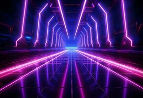 Ai Generative Neon illuminated futuristic backdrop realistic image, ultra hd, high design very detailed photo