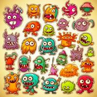 cute monster  collection doodle style photo