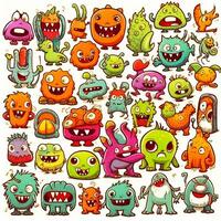 cute monster  collection doodle style photo