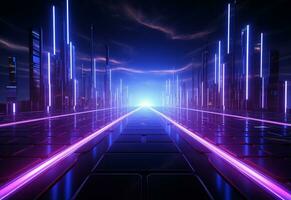 Ai Generative Neon illuminated futuristic backdrop realistic image, ultra hd, high design very detailed photo