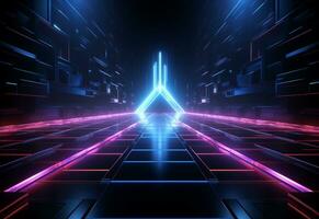 Ai Generative Neon illuminated futuristic backdrop realistic image, ultra hd, high design very detailed photo