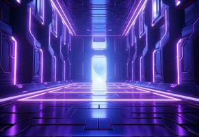 Ai Generative Neon illuminated futuristic backdrop realistic image, ultra hd, high design very detailed photo