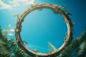 Serenade of palms Wreath set against the deep blue canvas of the sky AI Generated photo