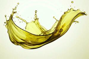 A digitally rendered olive engine oil splash, isolated with a clipping path AI Generated photo