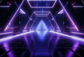 Ai Generative Neon illuminated futuristic backdrop realistic image, ultra hd, high design very detailed photo