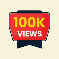 100k puntos de vista bandera etiqueta vector para Youtube miniatura diseño