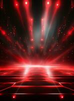 Ai generative Backdrop With Illumination Of Red Spotlights For Flyers realistic image ultra hd high design photo