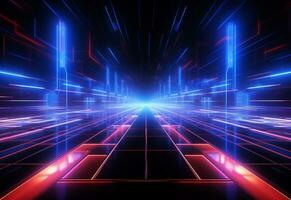 Ai Generative Neon illuminated futuristic backdrop realistic image, ultra hd, high design very detailed photo