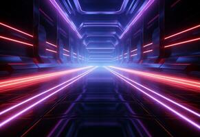 Ai Generative Neon illuminated futuristic backdrop realistic image, ultra hd, high design very detailed photo