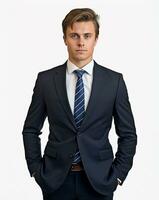 Ai generative Business man in a suit white transparent background photo