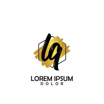 LQ Initial Brush In Circle Frame Template Design vector