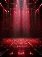 Ai generative Backdrop With Illumination Of Red Spotlights For Flyers realistic image ultra hd high design photo