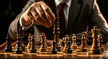 Chess themed financial strategy a businessmans calculated move reigns supreme AI Generated photo