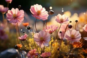 Captivating wildflowers on a natural summer or autumn setting, website banner  AI Generated photo