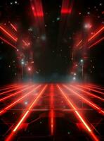 Ai generative Backdrop With Illumination Of Red Spotlights For Flyers realistic image ultra hd high design photo