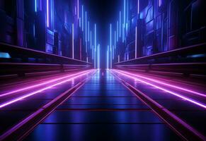 Ai Generative Neon illuminated futuristic backdrop realistic image, ultra hd, high design very detailed photo