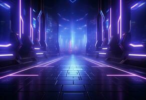 Ai Generative Neon illuminated futuristic backdrop realistic image, ultra hd, high design very detailed photo