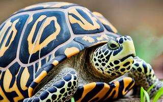 revelando de la naturaleza obra maestra, el Exquisito complejidades de un mar de tortuga cáscara en maravilloso detalle. ai generado foto