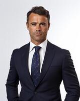 Ai generative Business man in a suit white transparent background photo