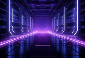 Ai Generative Neon illuminated futuristic backdrop realistic image, ultra hd, high design very detailed photo